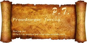 Pressburger Tercia névjegykártya